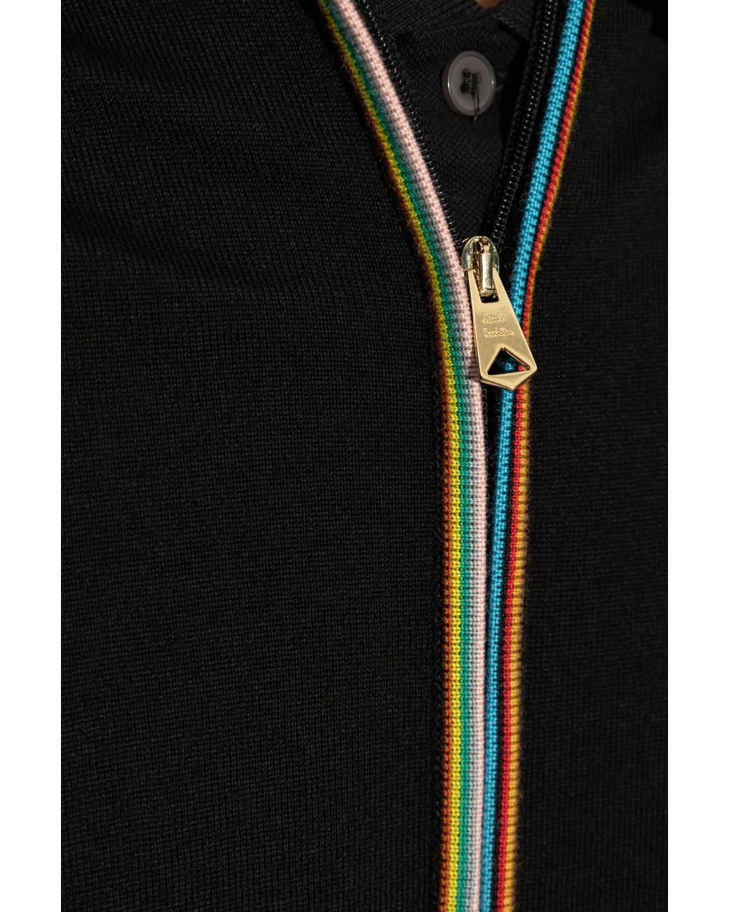 Paul Smith Black Signature Stripe Zip Cardigan for men