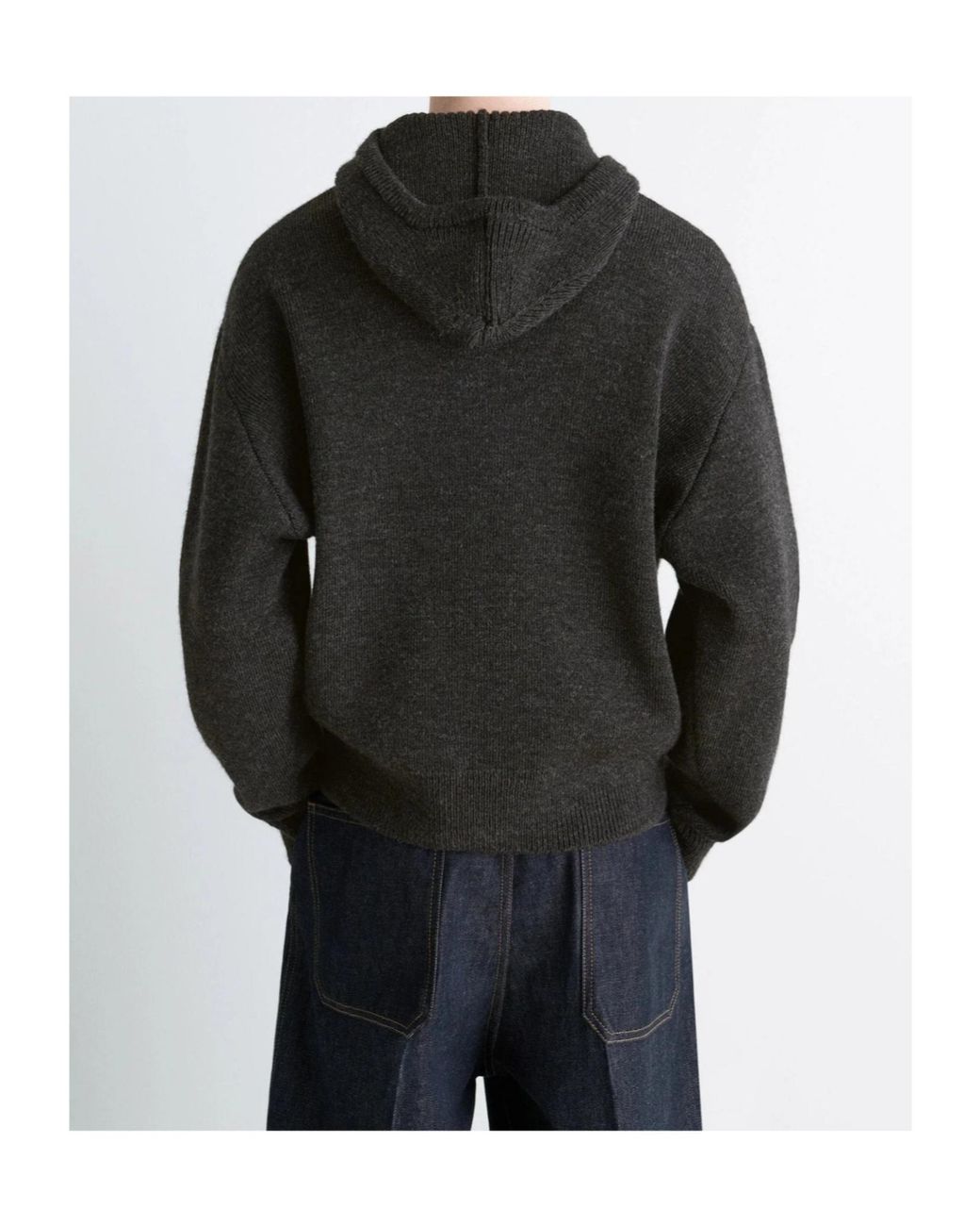Lemaire Black Long-Sleeved Knitted Hoodie for men