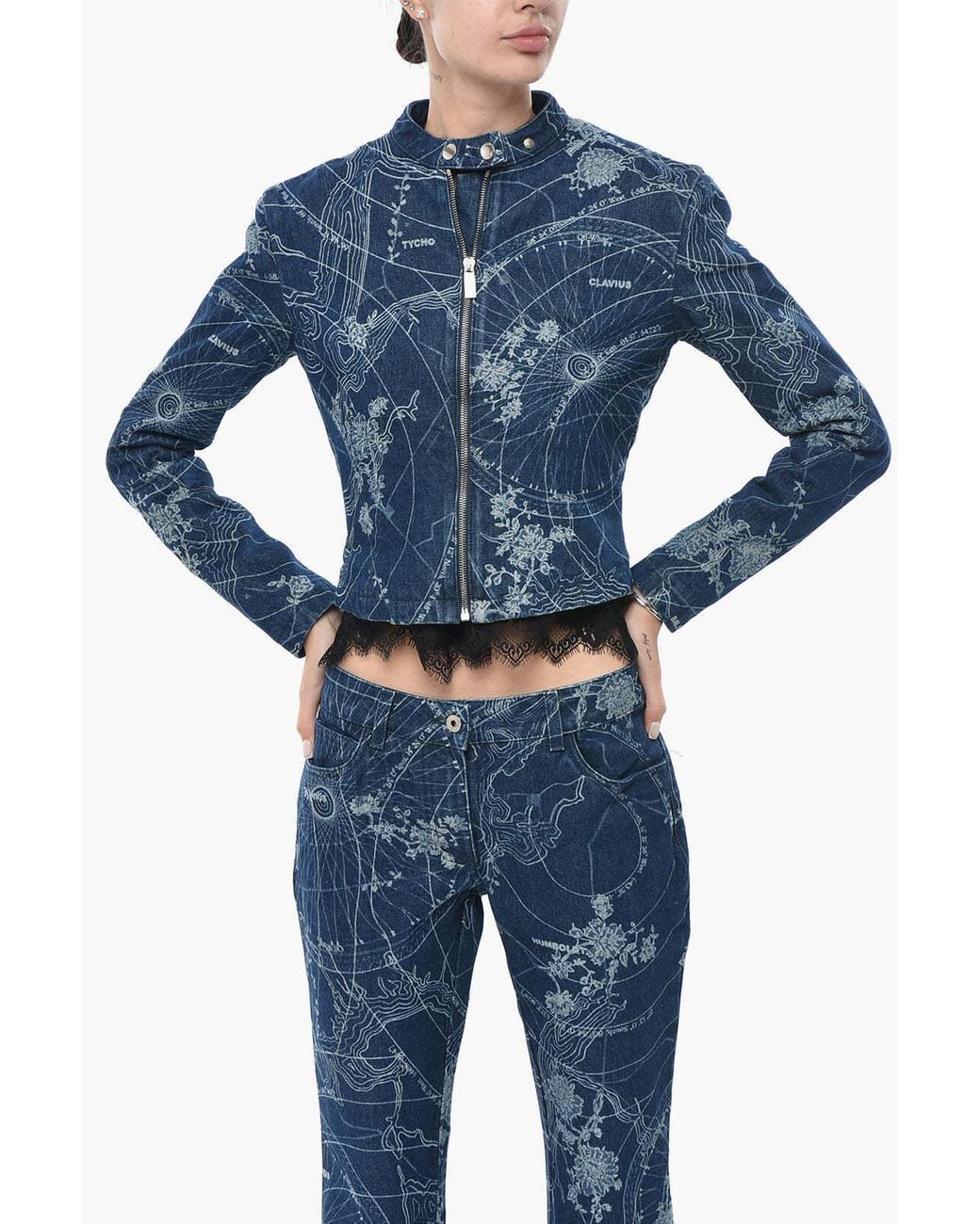 Off-White c/o Virgil Abloh Blue Printed Full-Zip Jacket