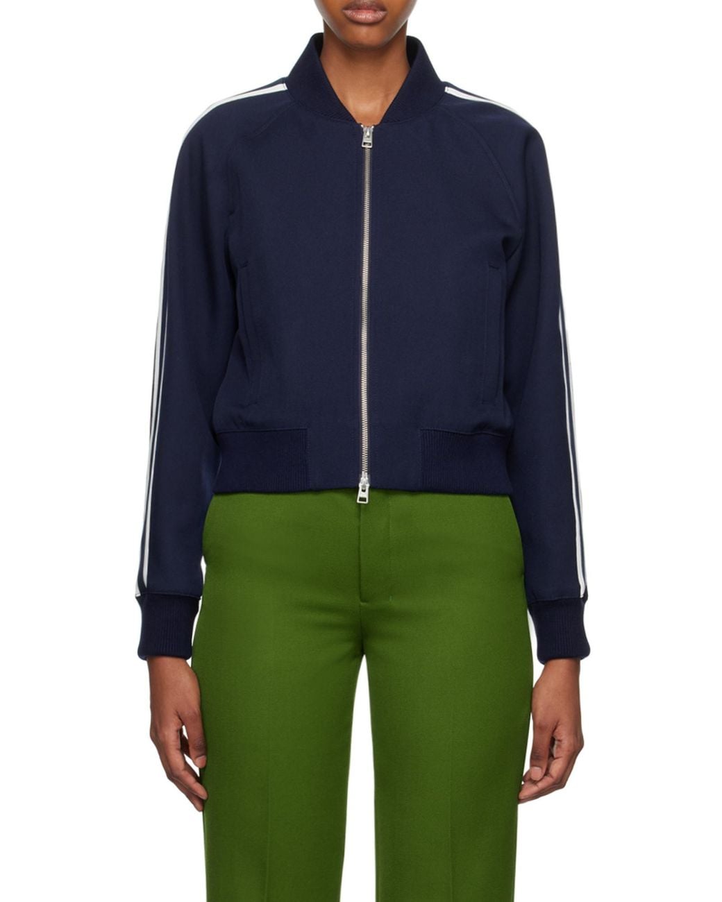 AMI Blue Stripe-Trim Track Jacket