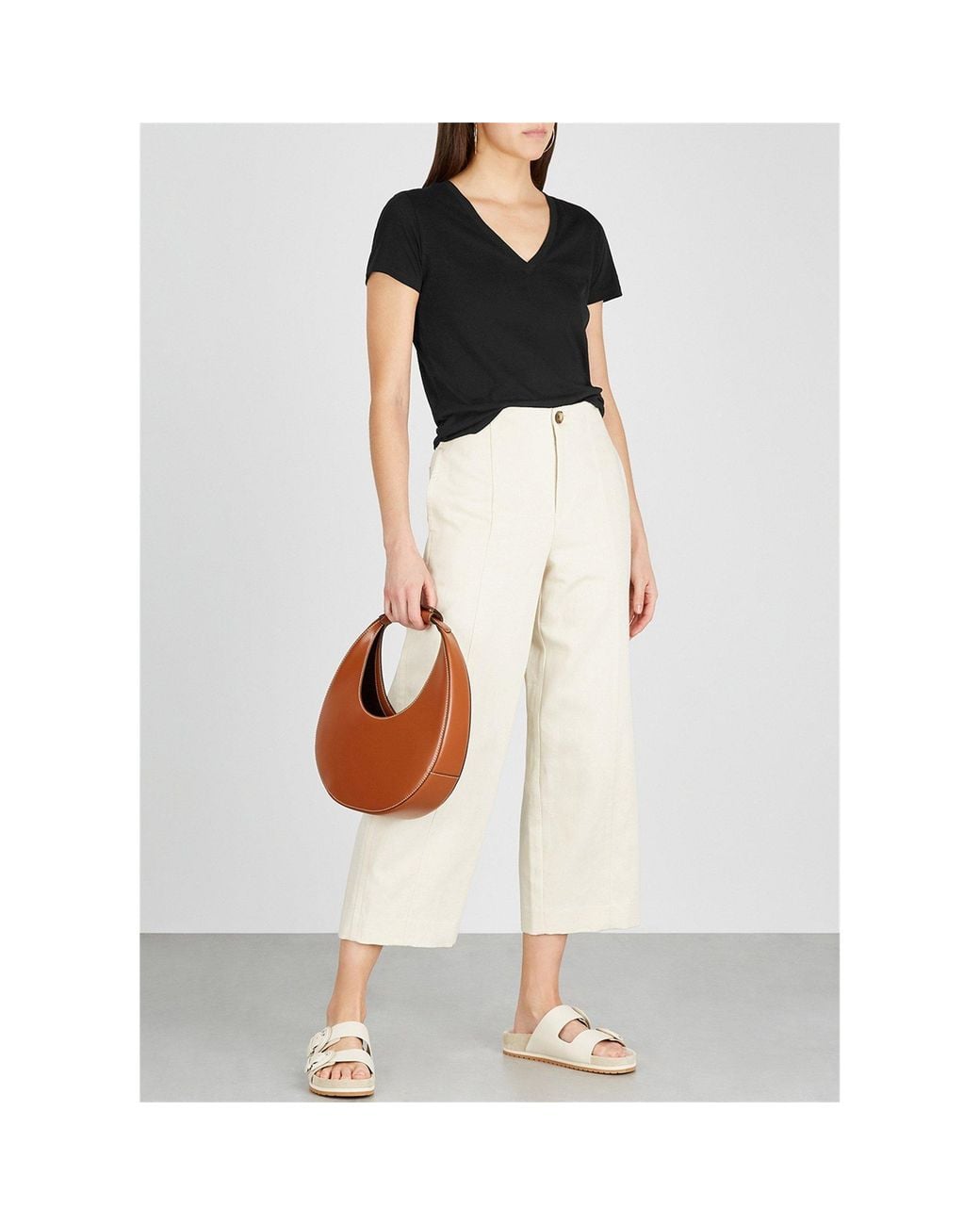 Vince Black Casual Solid T-Shirt
