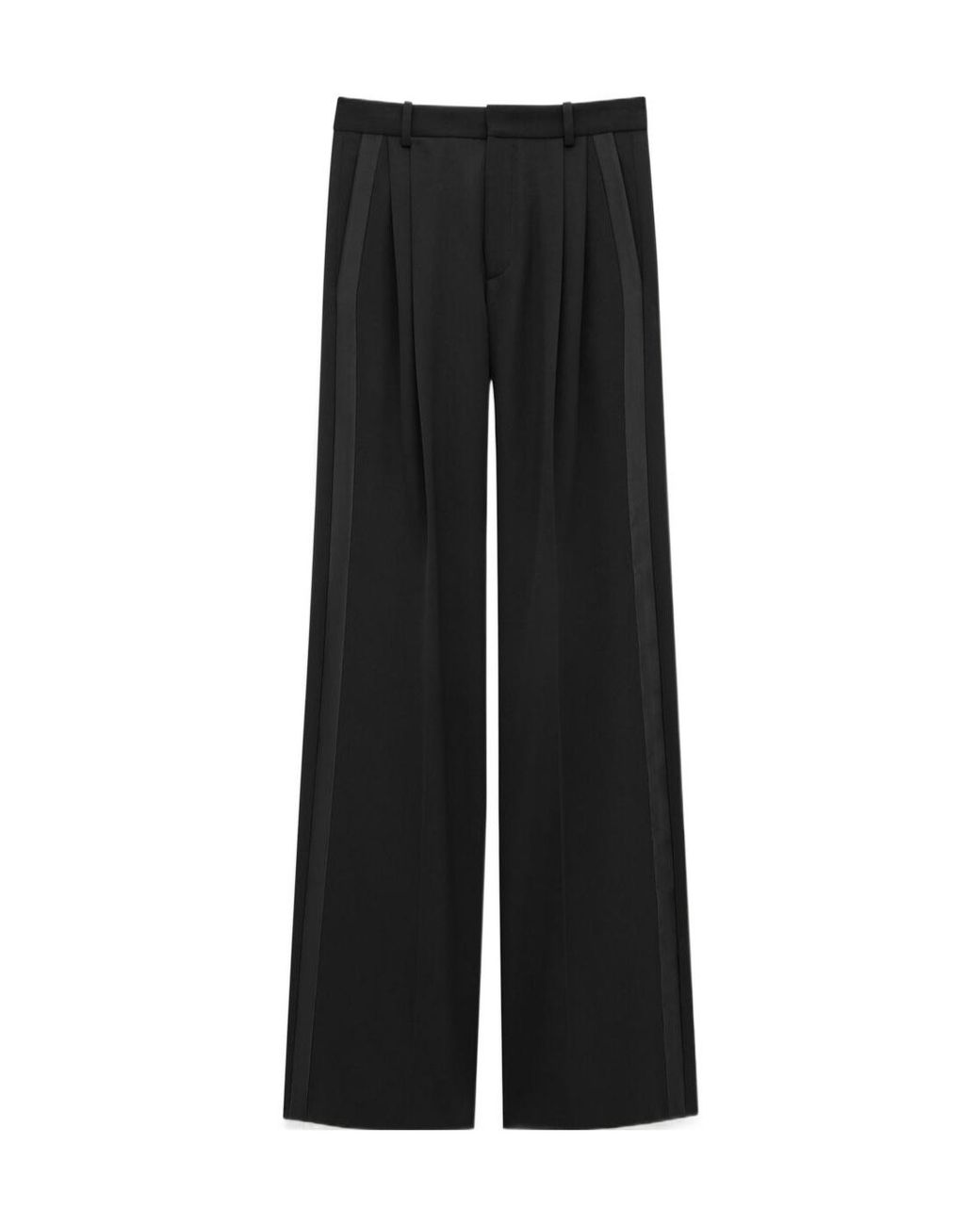 Saint Laurent Black Wide-Leg Tuxedo Pants for men