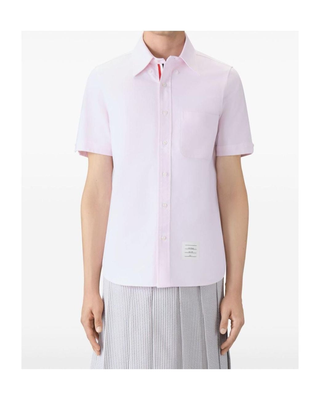Thom Browne Purple Patch-Pocket Short-Sleeve Shirt for men
