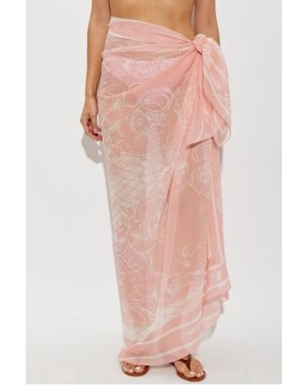 Balmain Pink Floral-Print Silk Pareo