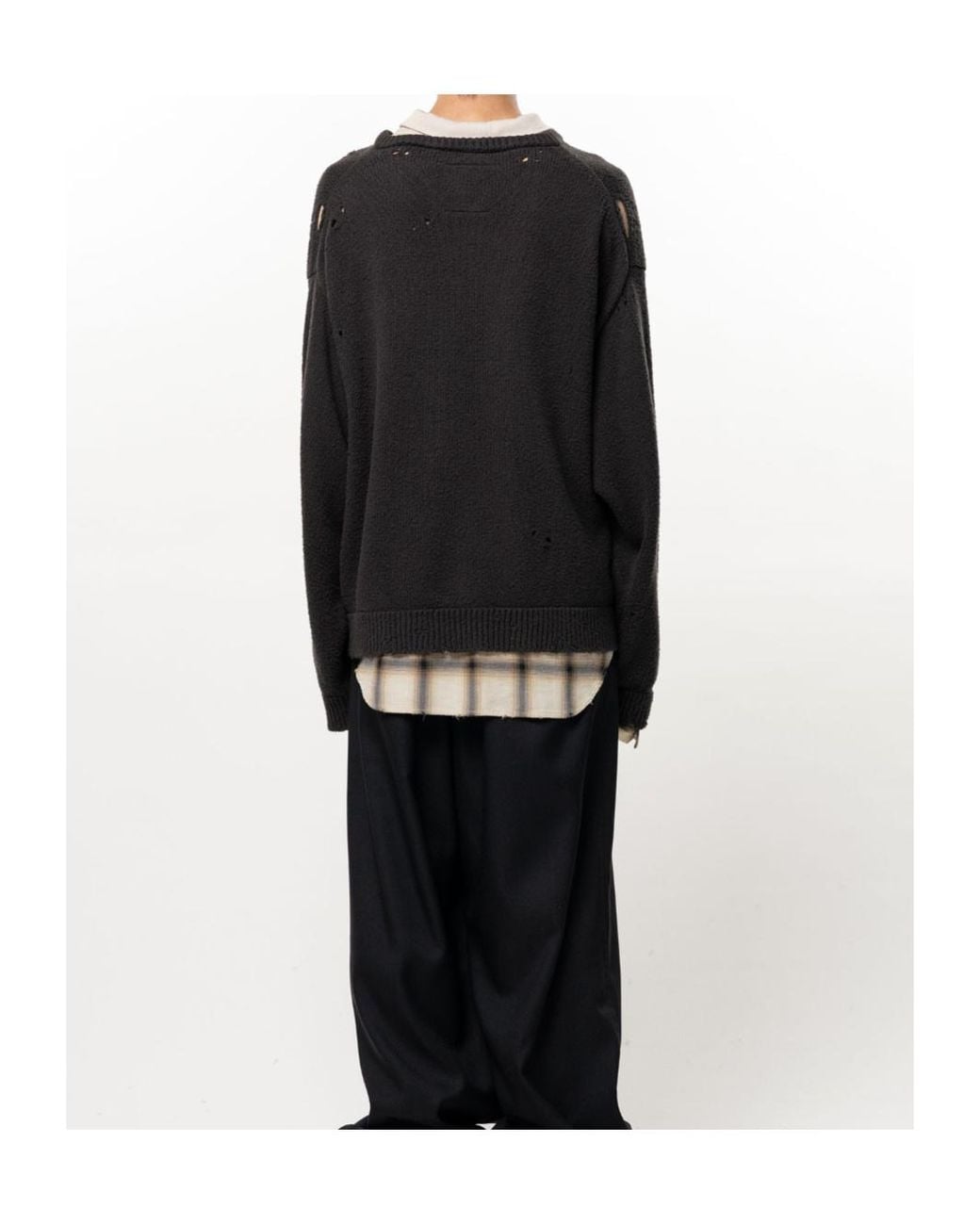 Maison Mihara Yasuhiro Black Triple Layered Collared Knit Sweater for men
