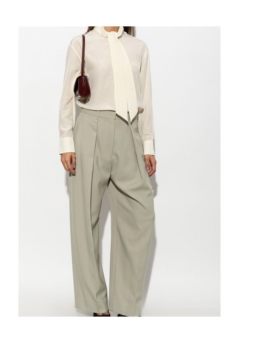 Victoria Beckham White Pleated Tie Detail Shirt