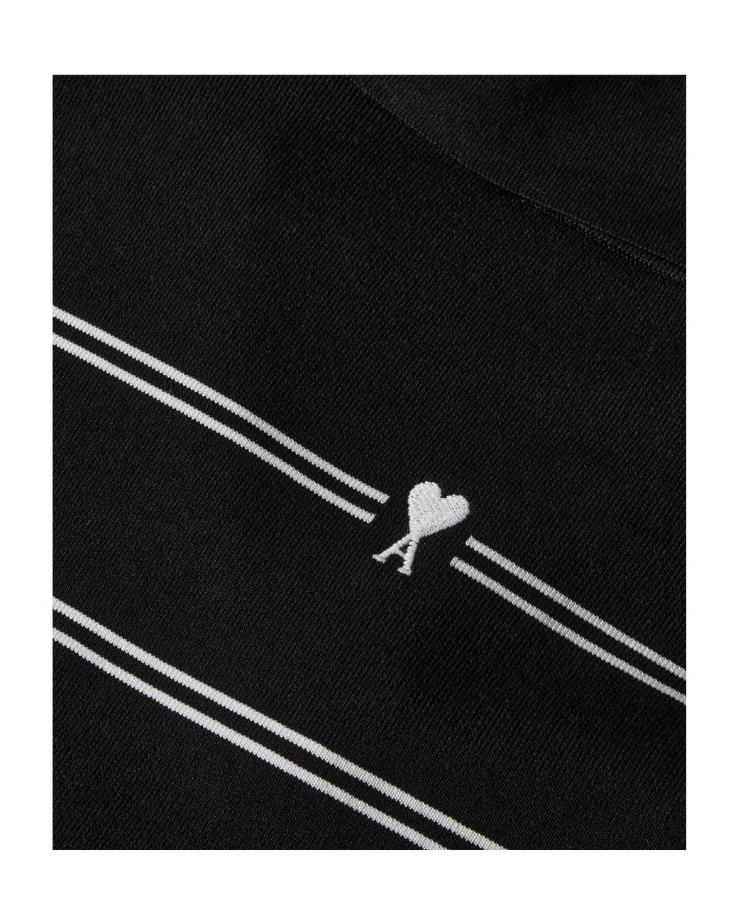 AMI Black Striped Longsleeve Lapel Top