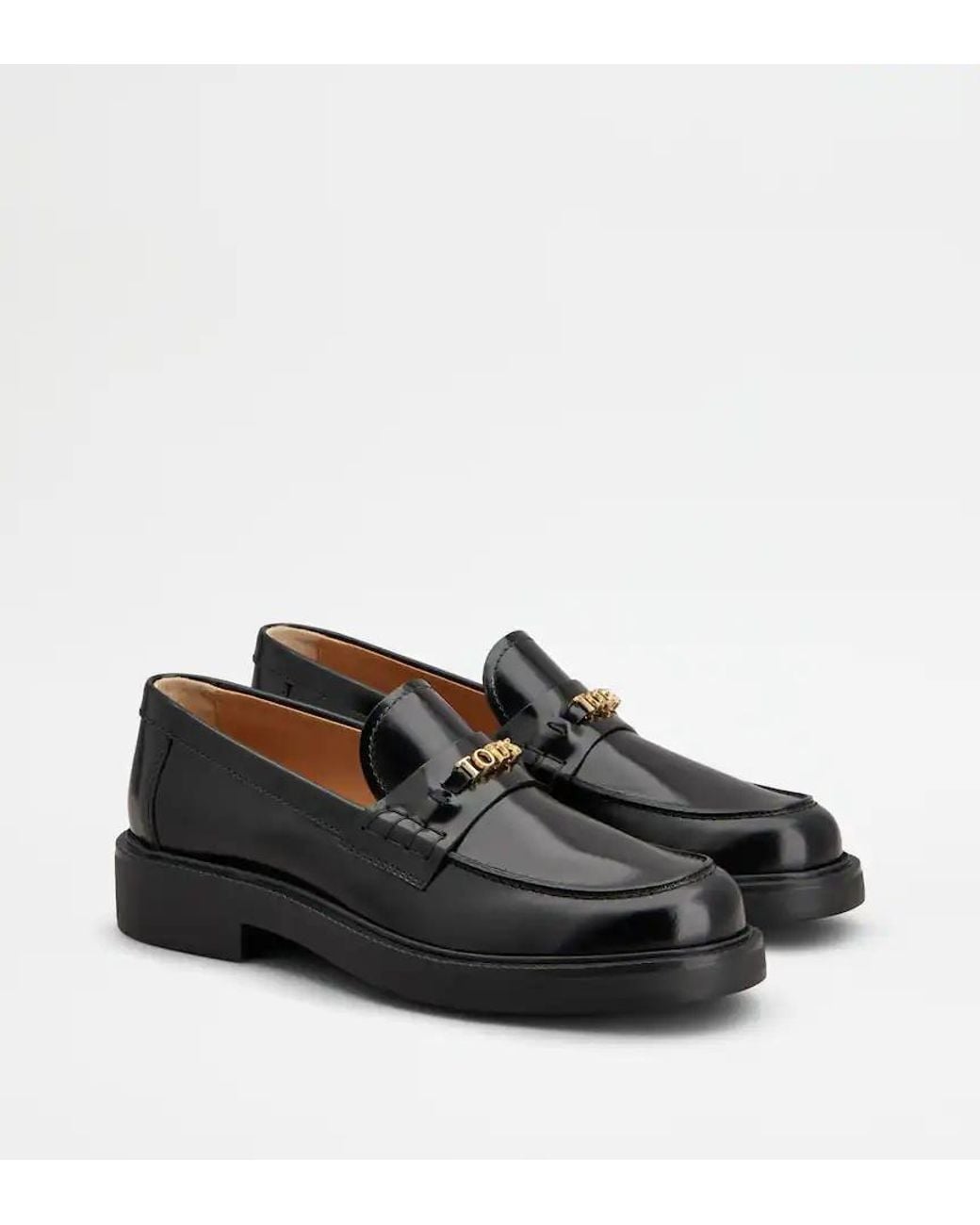 Tod's Black Logo Plaque Loafers