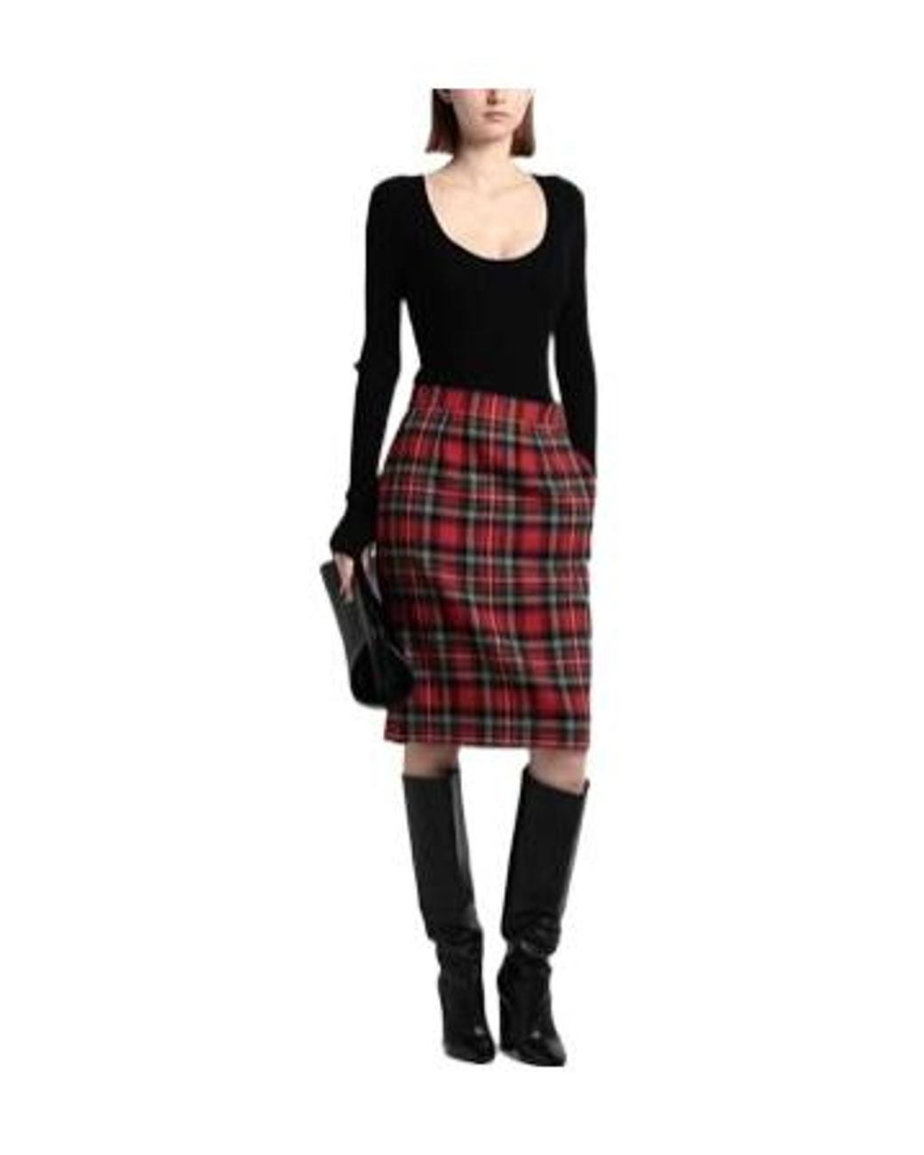 Saint Laurent Red Slim-Fit Hip-Hugging Knee-Length Pencil Skirt