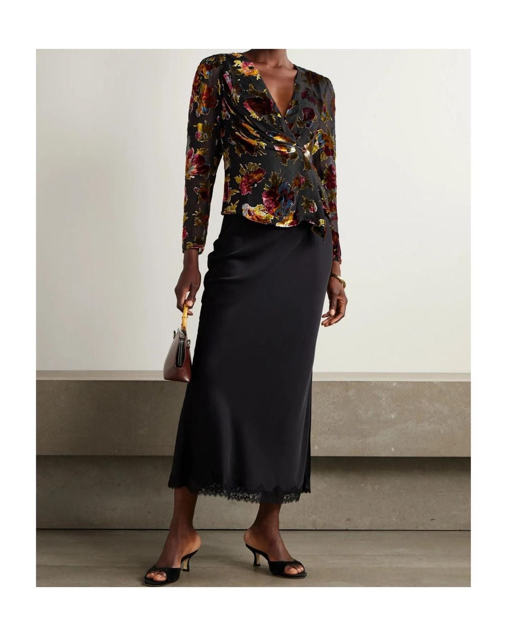 Rixo Multicolor Evelyn Embellished Floral-Print Devoré-Velvet Wrap Top