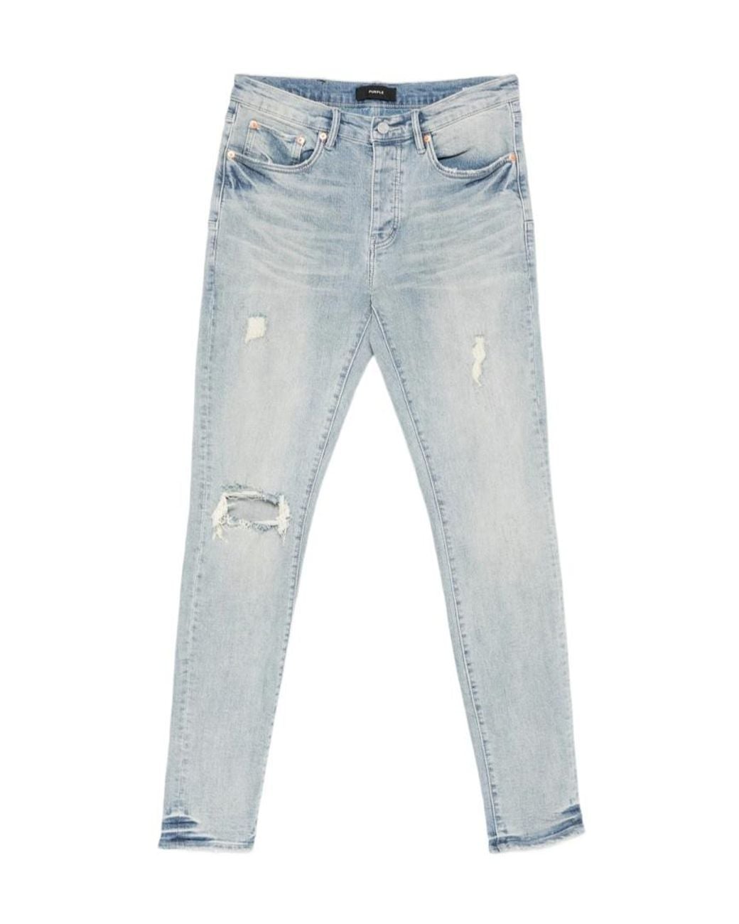 Purple Brand Blue Ripped Jeans for men