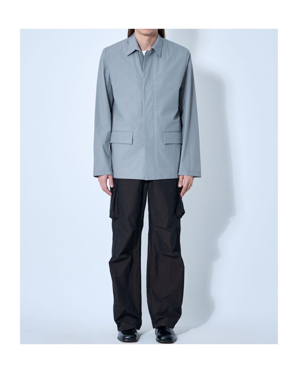 Rier Blue Poplin Shirt Jacket for men