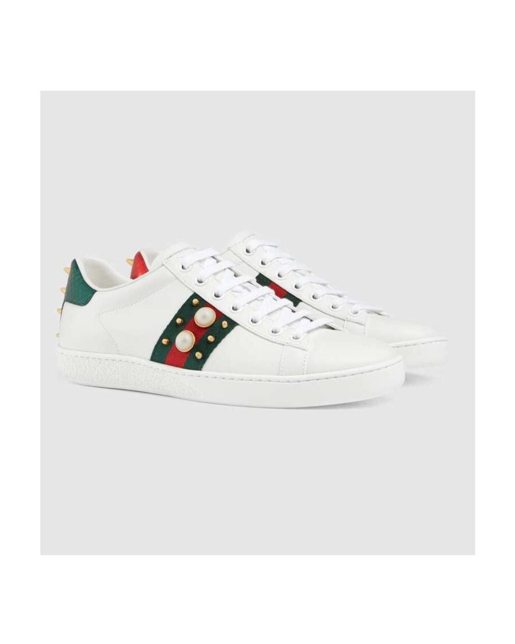 Gucci White Logo-Lacing Casual Sneakers