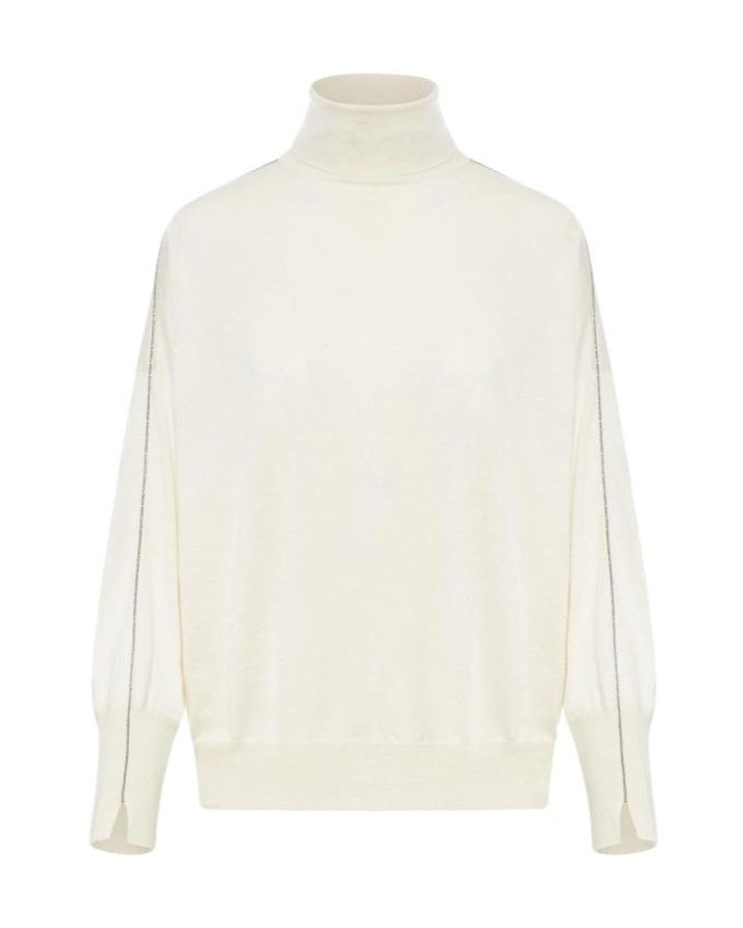 Brunello Cucinelli White Roll-Neck Knitted Jumper