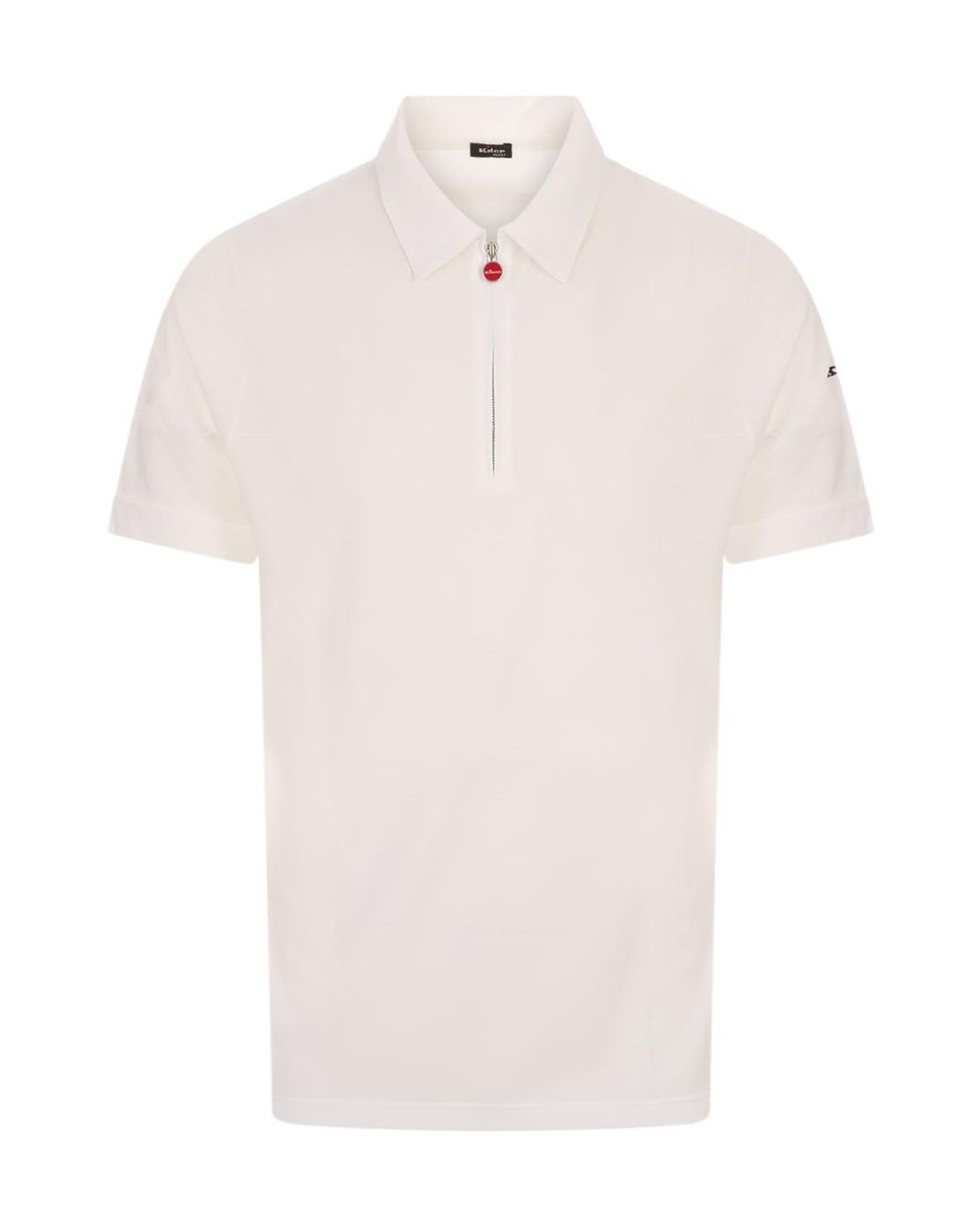 Kiton White Zip Cotton Polo Shirt for men