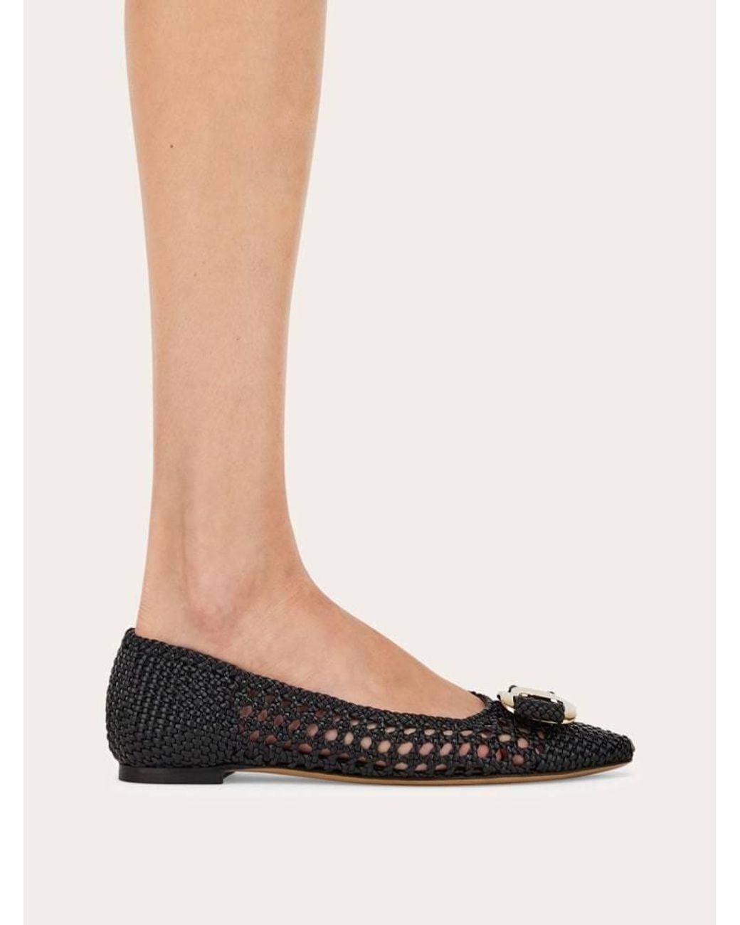 Ferragamo Black Ferragamo New Vara Buckle Ballet Flats