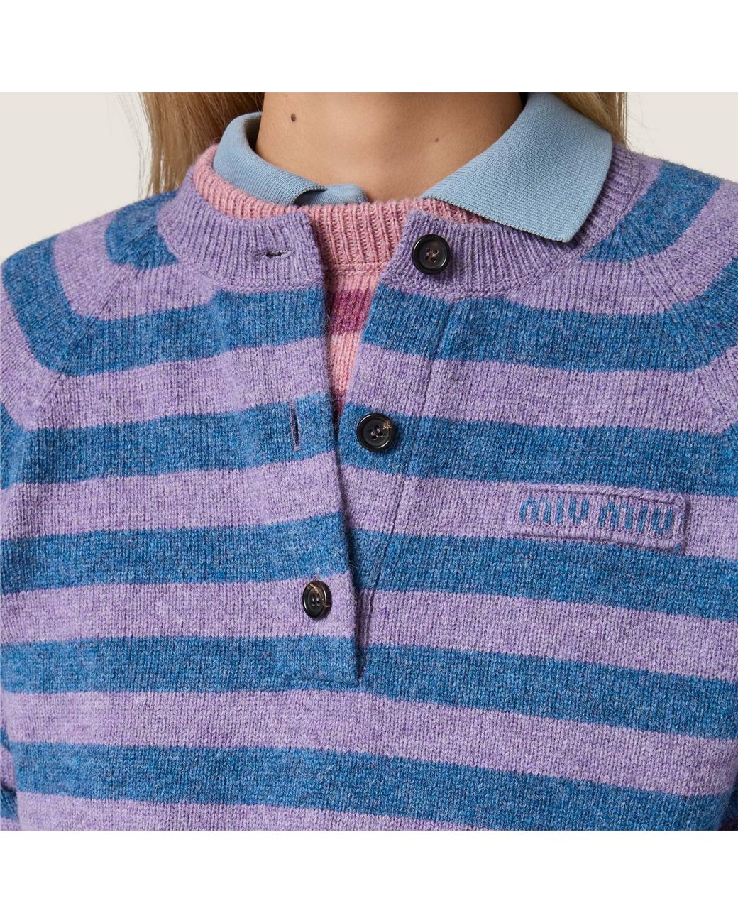 Miu Miu Blue Wool Crew-Neck Sweater