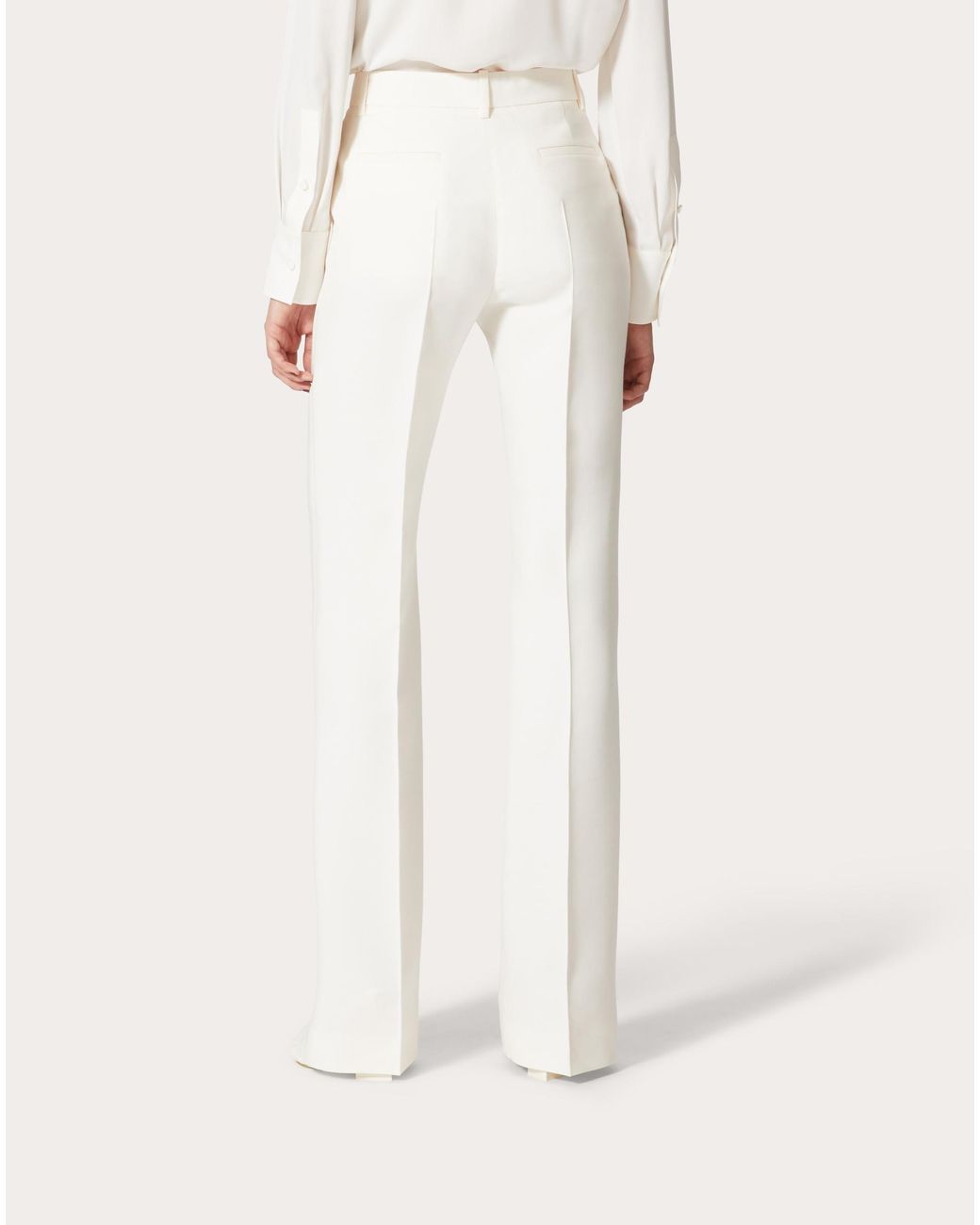 Valentino White High-Waist Tailored-Cut Trousers