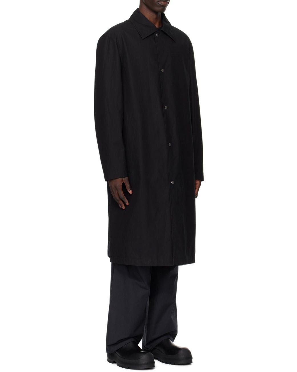 Jil Sander Black Button-Up Long Coat for men