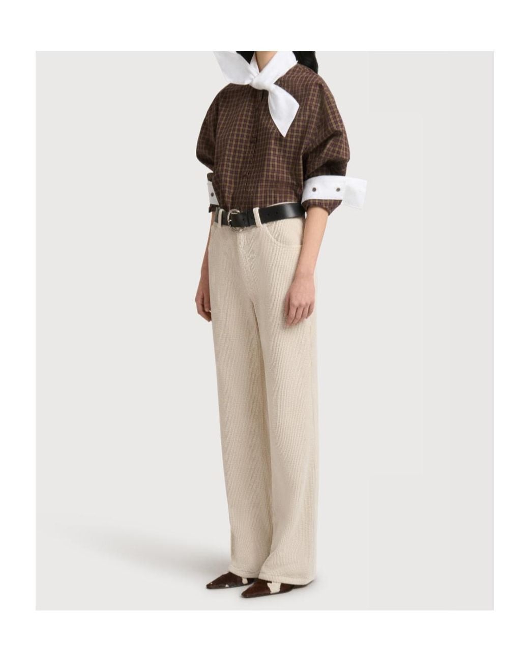 Marni Natural Corduroy Straight-Leg Pants
