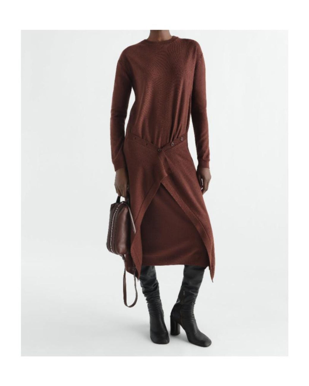 Lemaire Brown Buttoned Knitted Dress