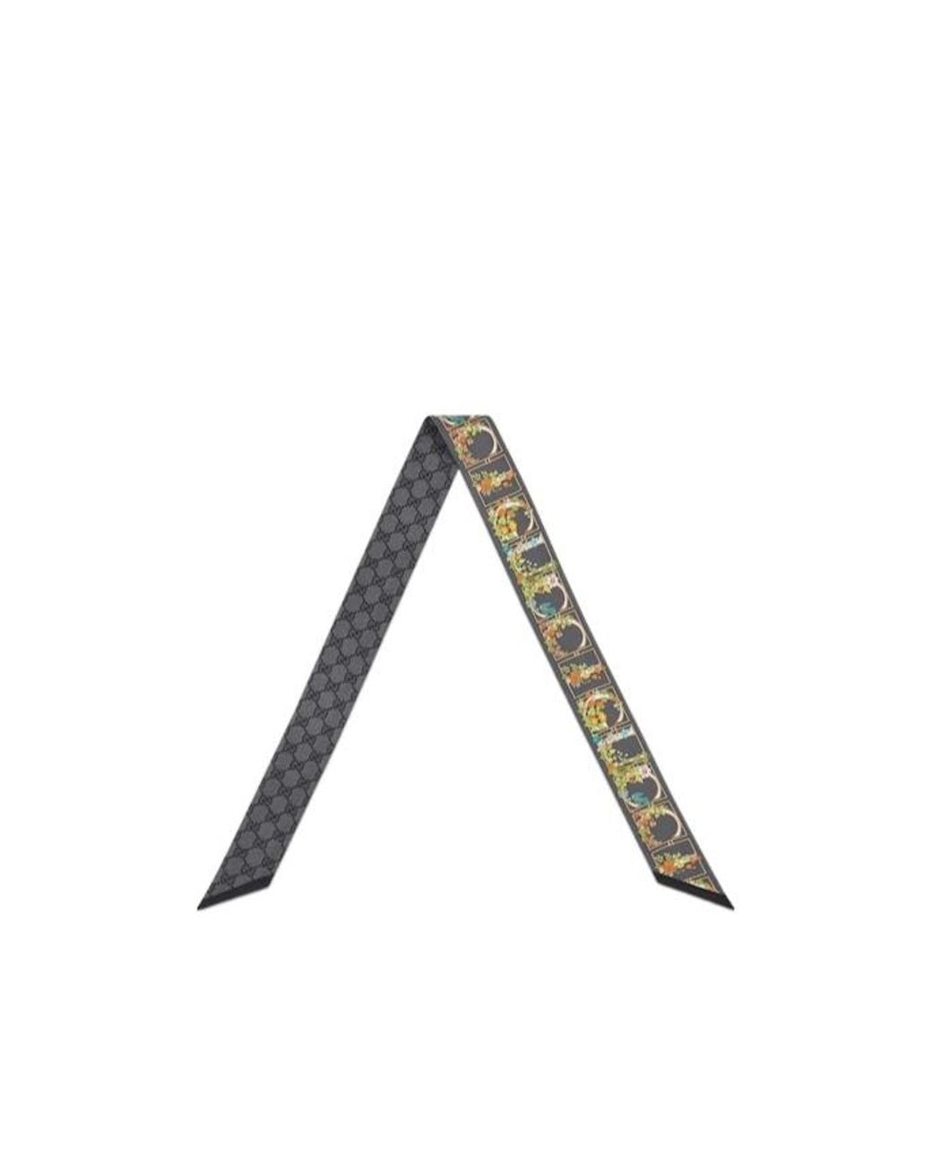 Gucci Brown Printed Silk Twill Neck Bow