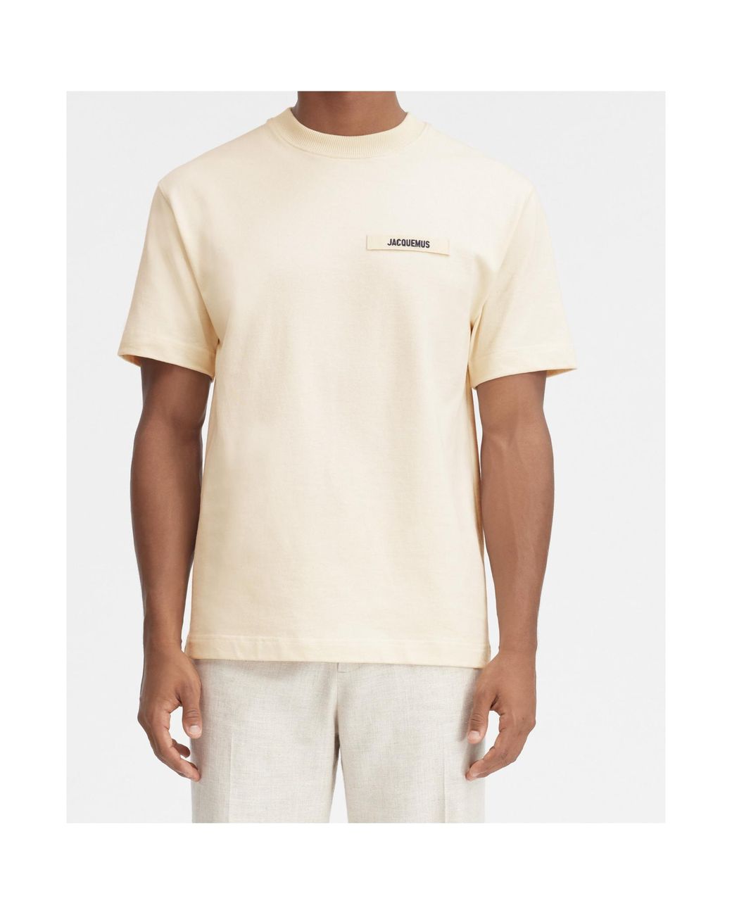 Jacquemus White Logo Patch Crewneck T-Shirt for men