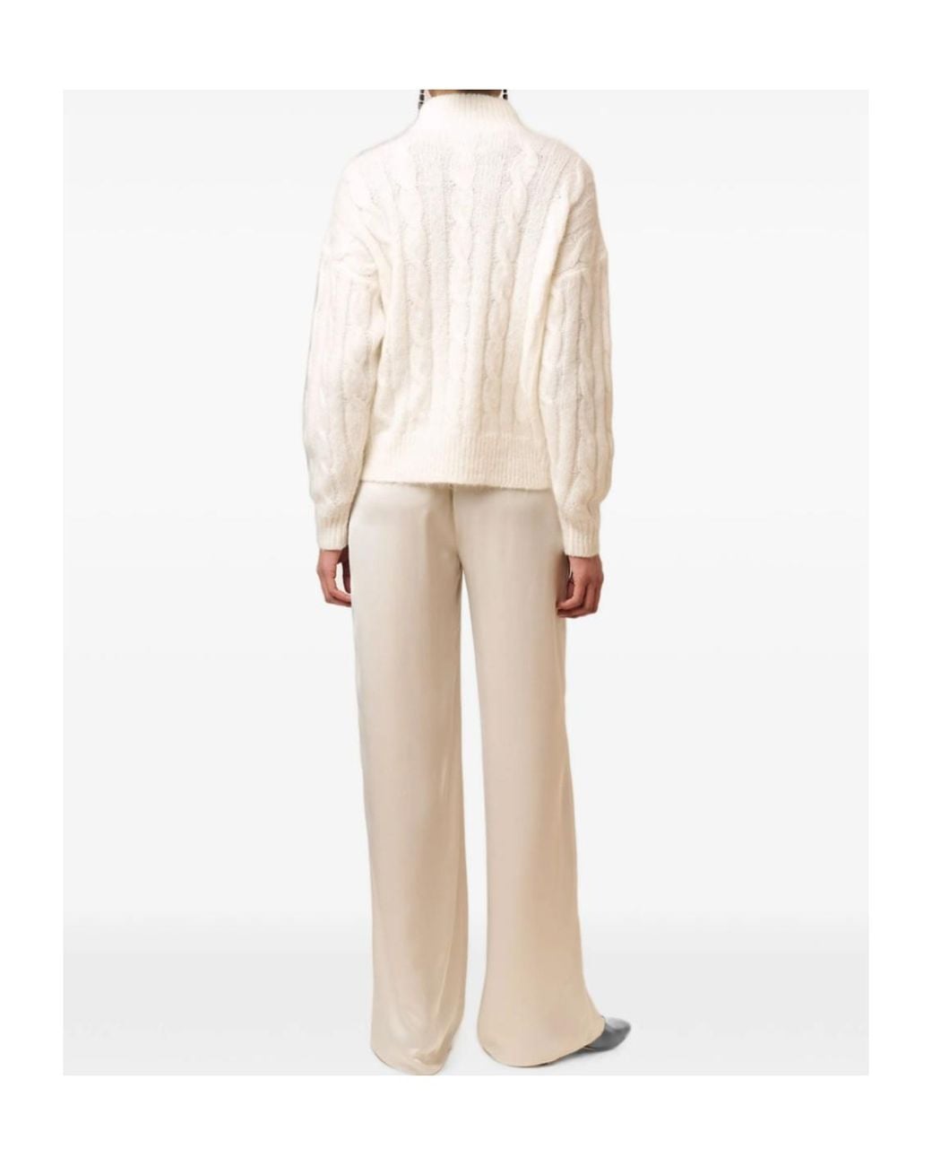 Ralph Lauren White Cable-Knit Half-Zip Sweater