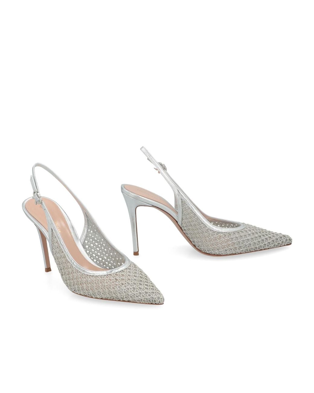 Gianvito Rossi White Nikki Pointed Toe Slingback Pumps