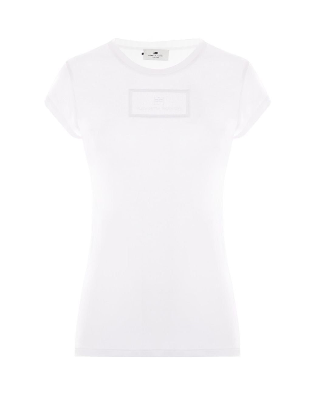Elisabetta Franchi White Embroidered Jersey T-Shirt
