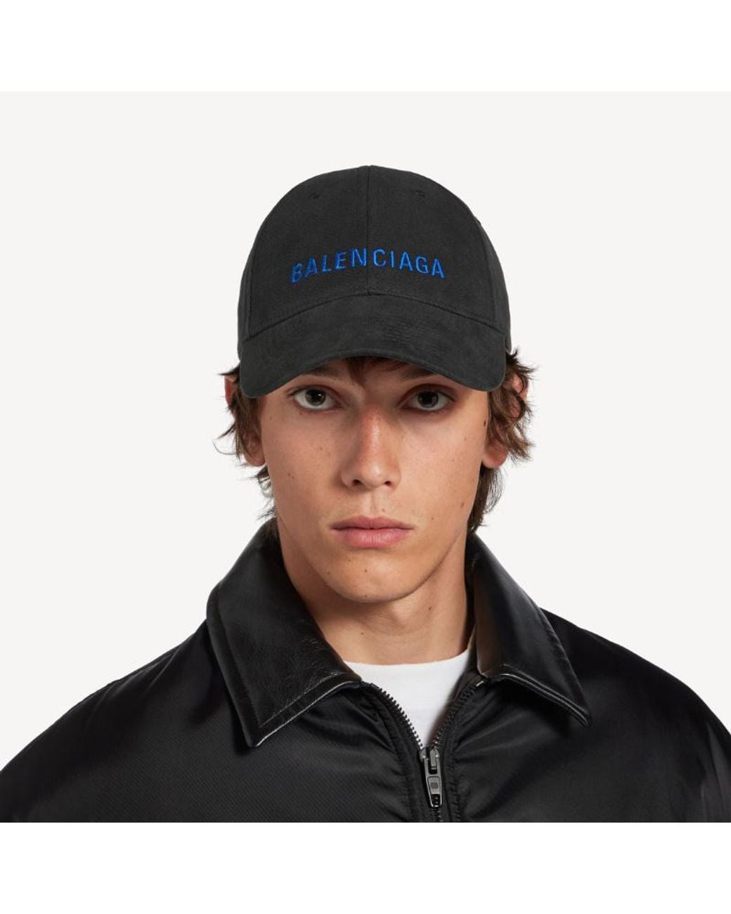 Balenciaga Black Logo Embroidered Cap for men