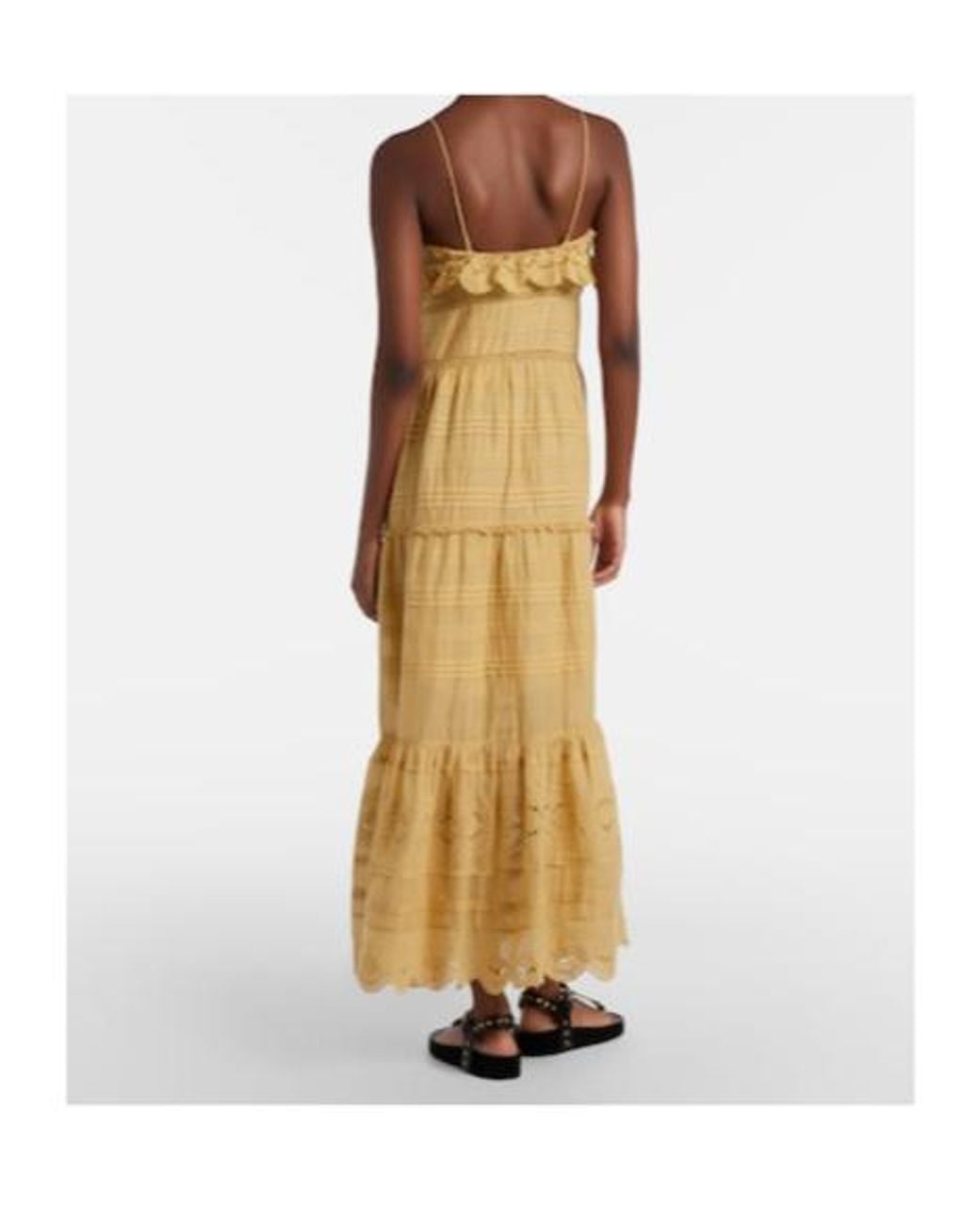 Isabel Marant Metallic Paule Lace-Trimmed Cotton Maxi Dress