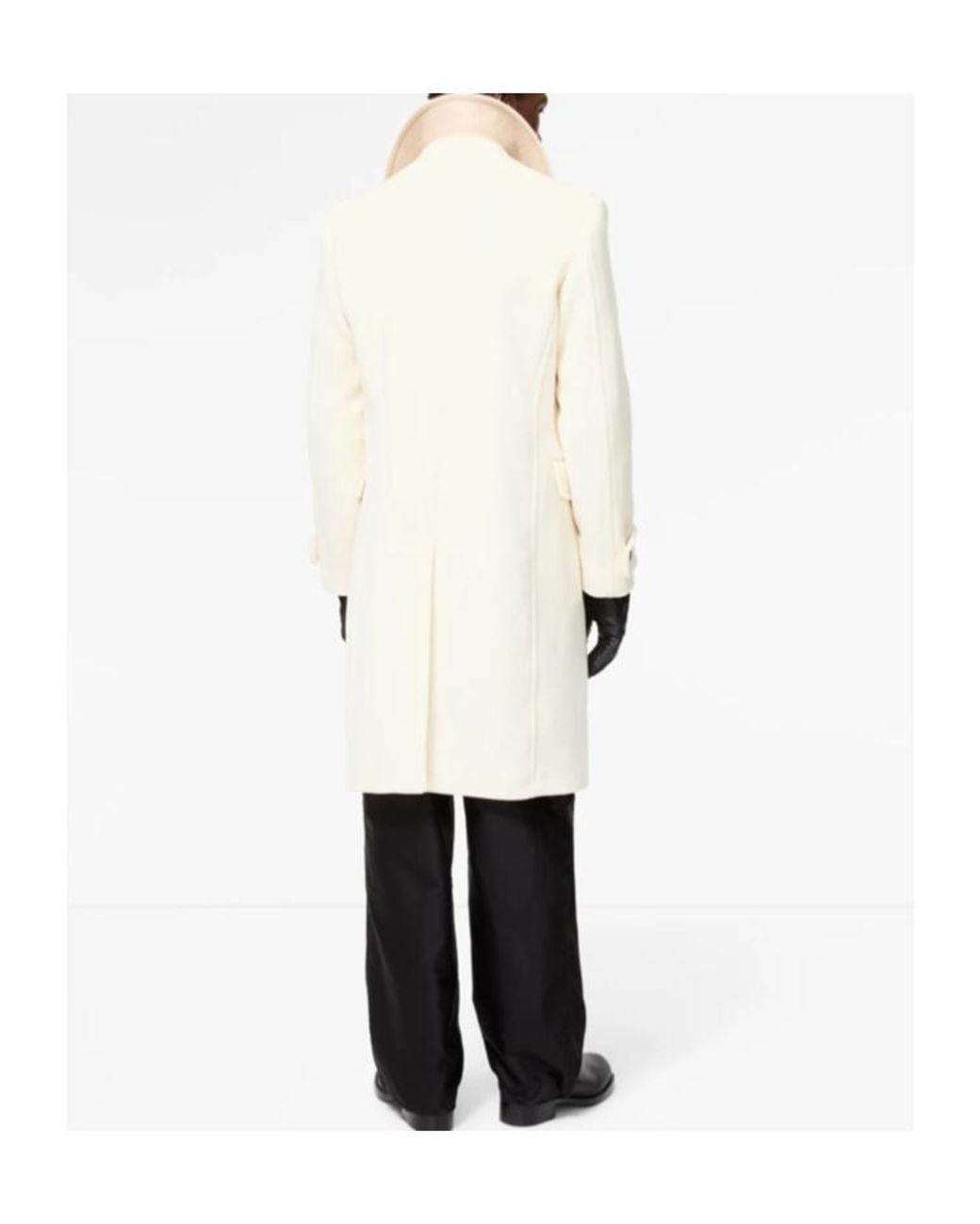 Burberry White Wool Blend Pea Coat for men