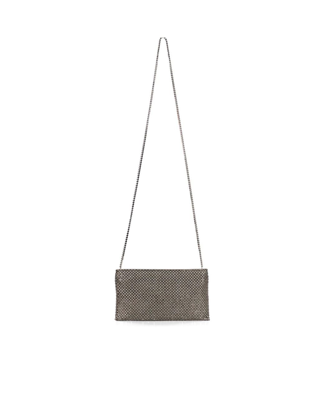 Benedetta Bruzziches Gray La Petite Crystal-Embellished Chain-Strap Crossbody Bag