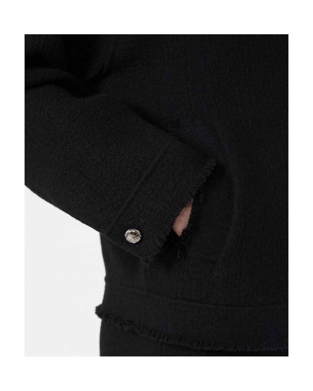Max Mara Black Double Jersey Wool Bomber Jacket