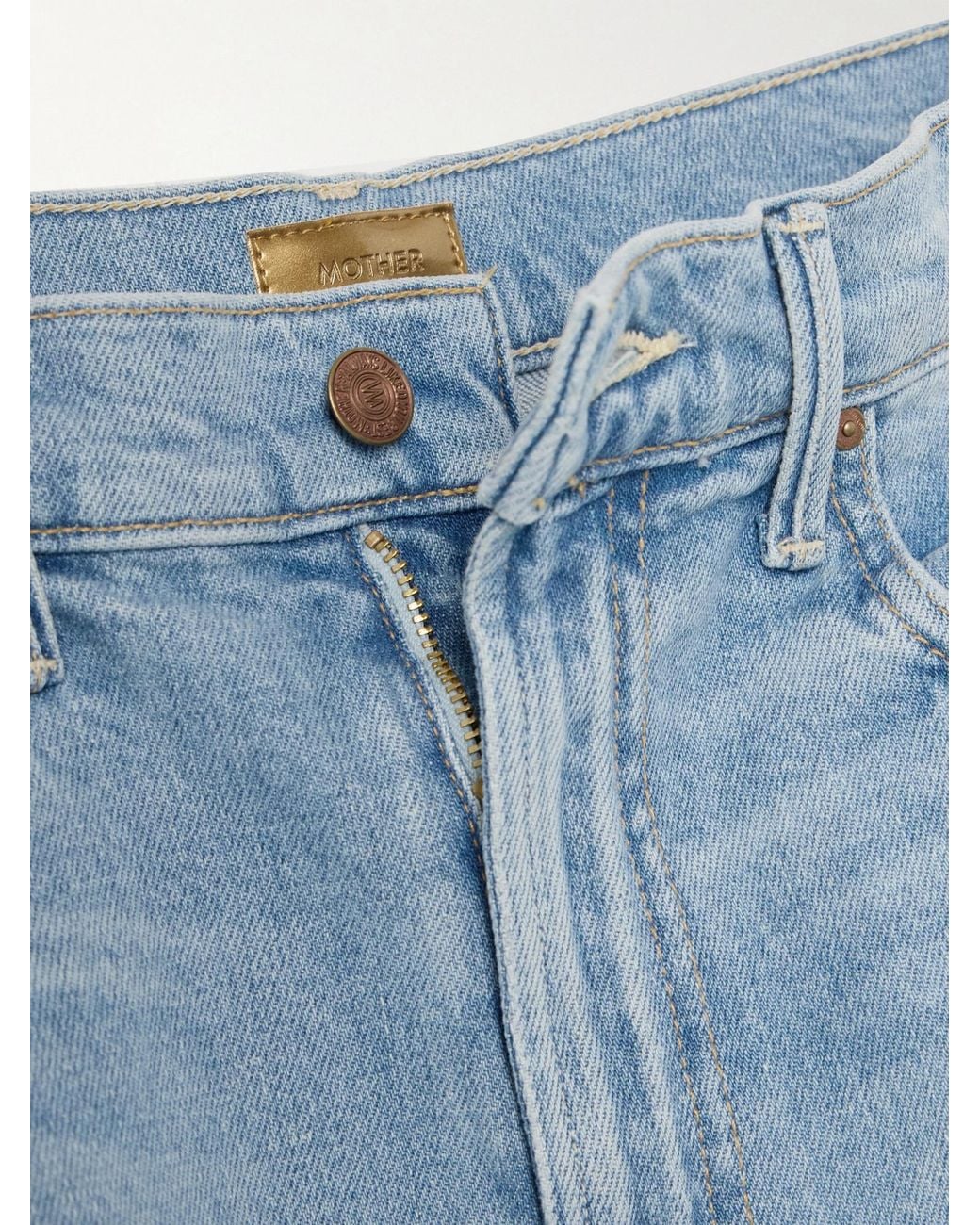 Mother Blue High-Rise Wide-Leg Jeans