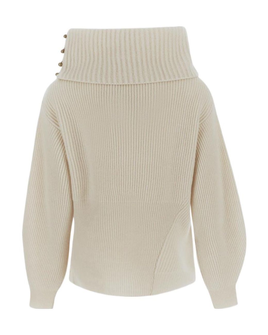Stella McCartney White Asymmetric Button-Embellished Jumper
