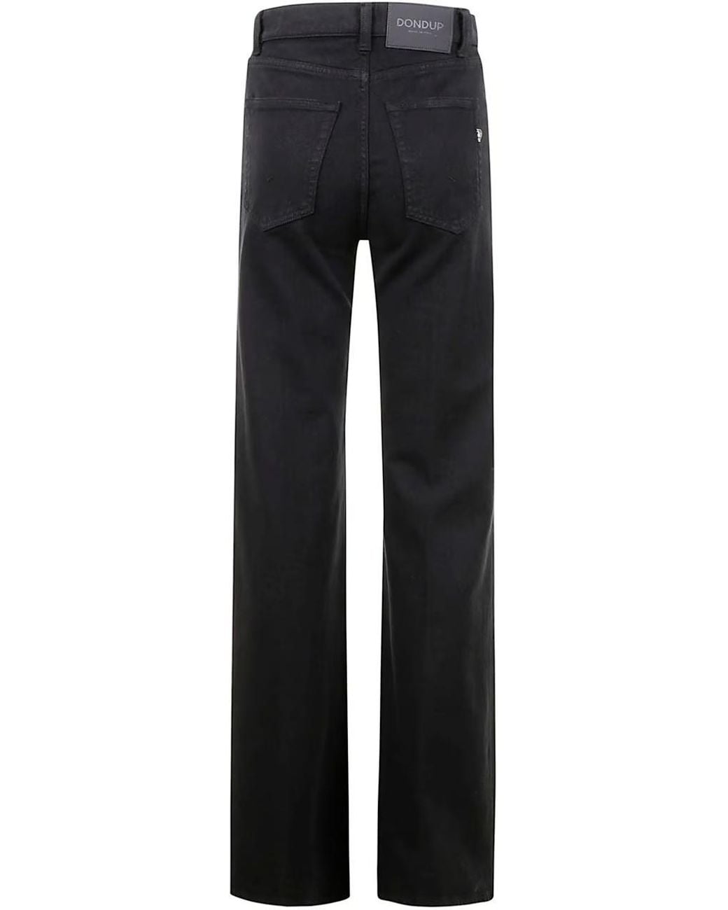 Dondup Black High-Rise Straight-Leg Jeans