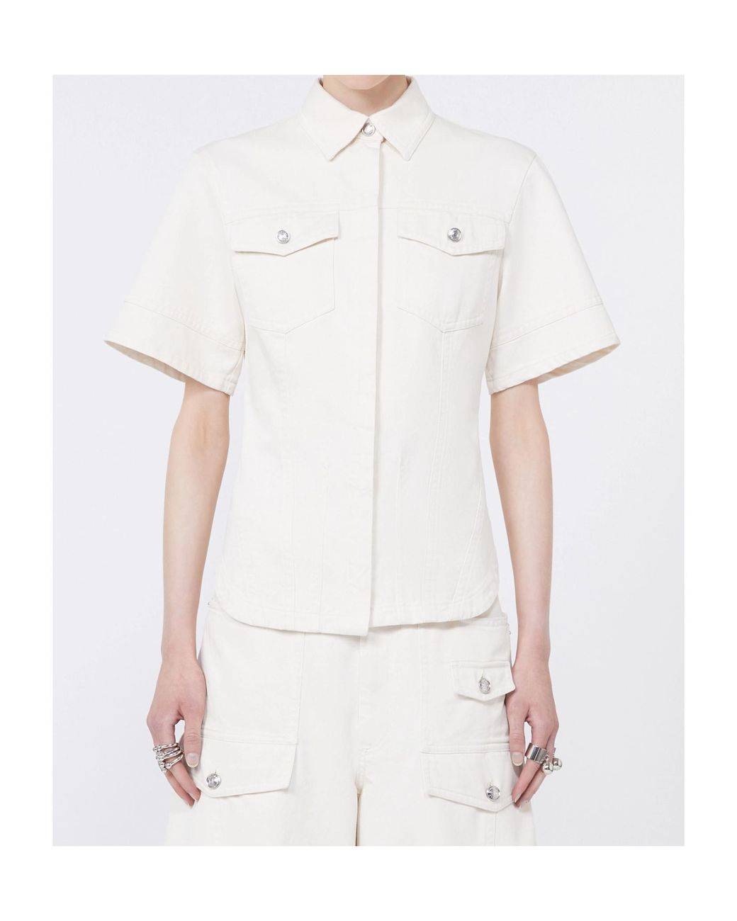 Sportmax White Button-Up Short-Sleeve Shirt