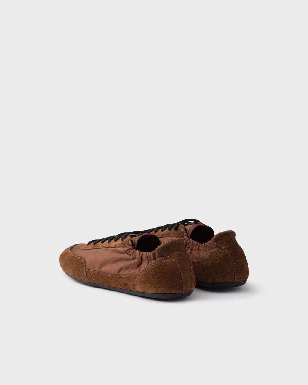 Prada Brown Collapse Round-Toe Sneakers