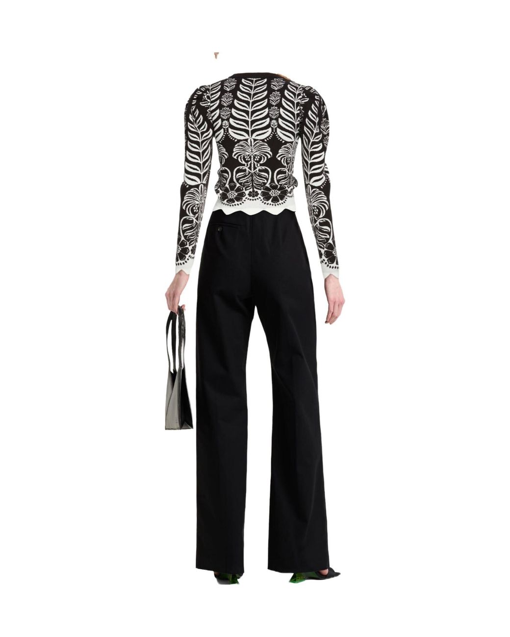 Farm Rio Black Floral Print Knit Top