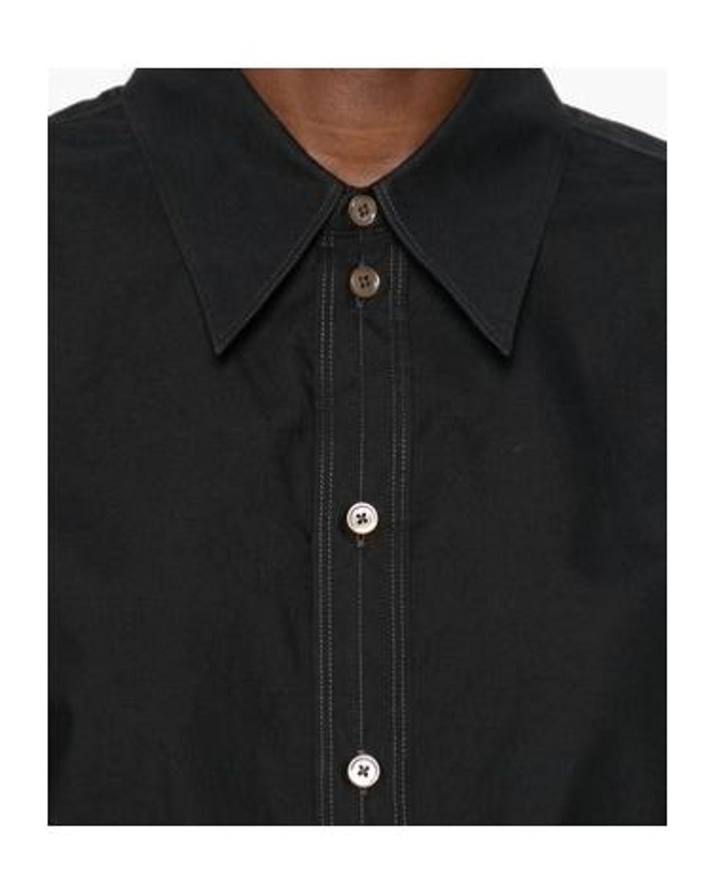 Lemaire Black Pointed Collar Poplin Shirt