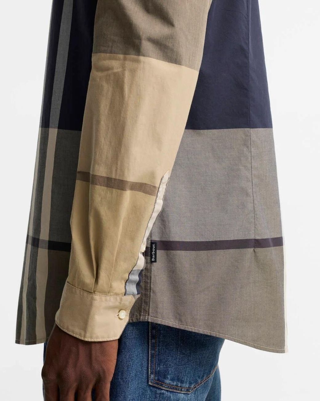 Barbour Blue Oversized Plaid Dunoon Slim-Fit Long-Sleeve Shirt for men