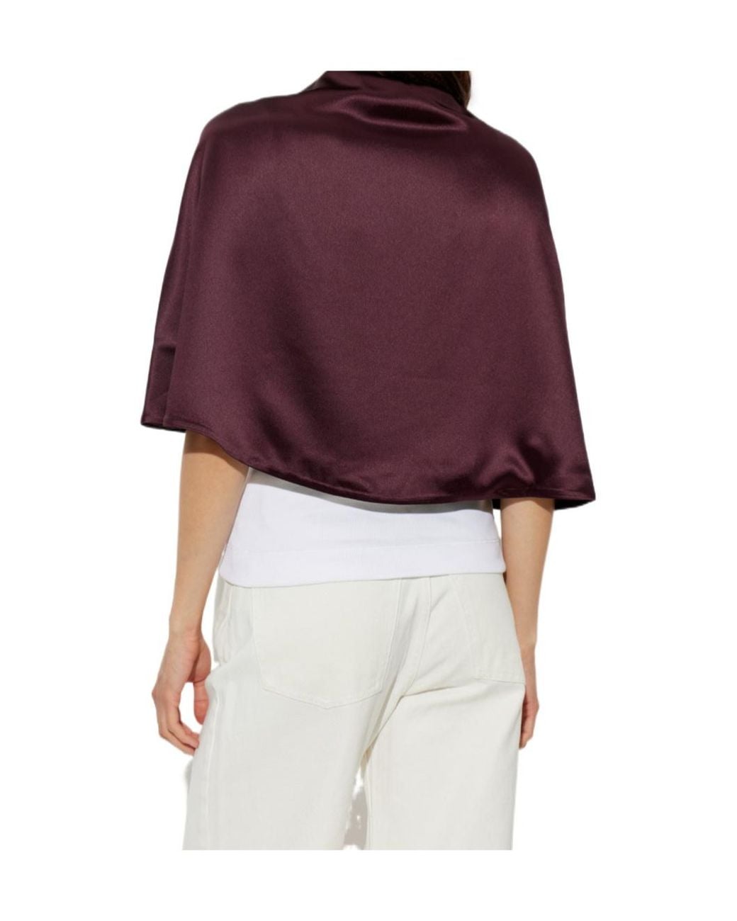 By Malene Birger Purple Pinlos Draped Cape