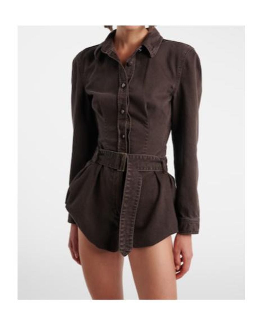 Magda Butrym Brown Peplum Denim Jacket