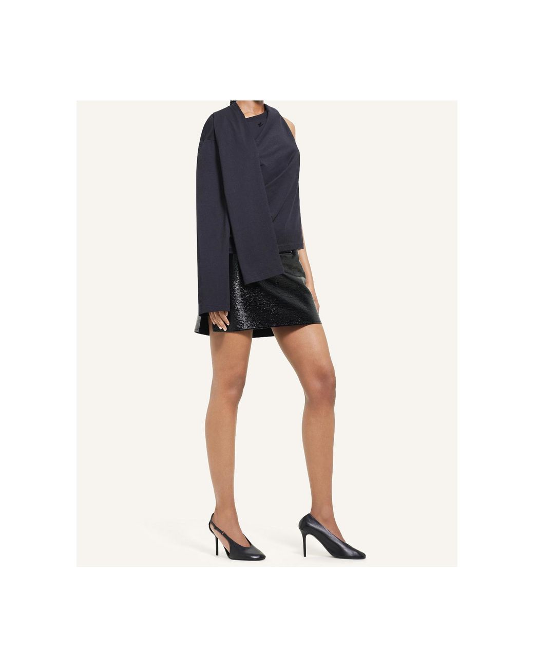 Courreges Black Oblique Vinyl Mini Skirt