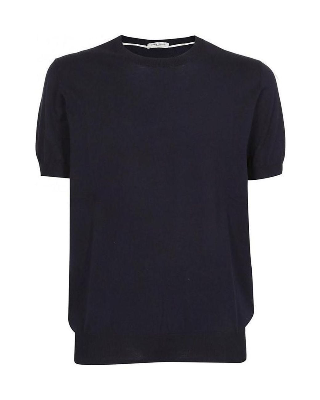 Paolo Pecora Blue Ribbed Trim Knitted Top for men