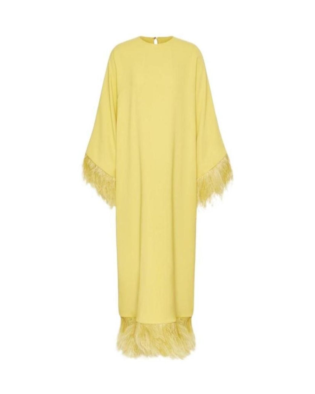Valentino Yellow Feather-Embellished Shift Dress