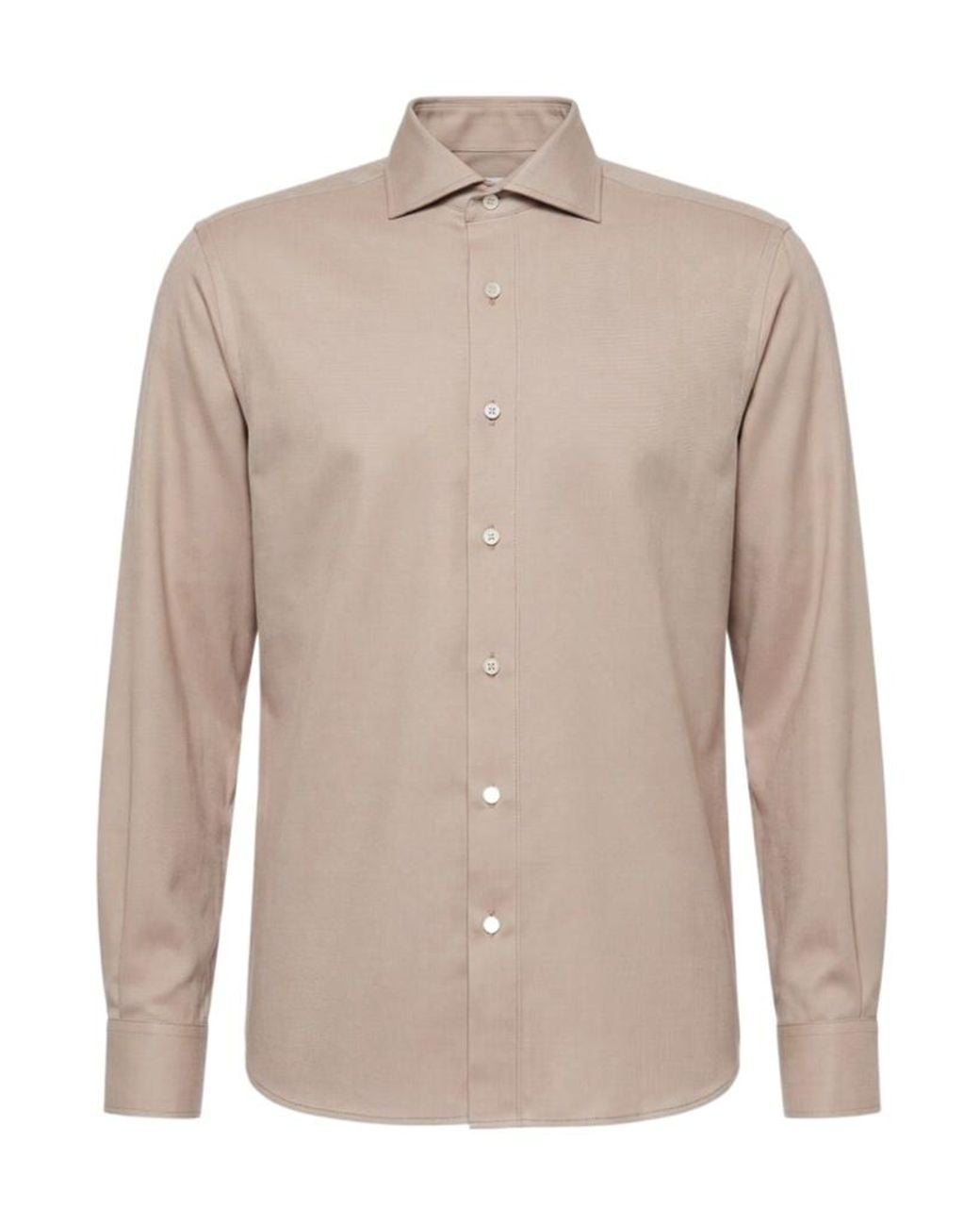 Peserico Natural Long Sleeved Curved Hem Shirt for men