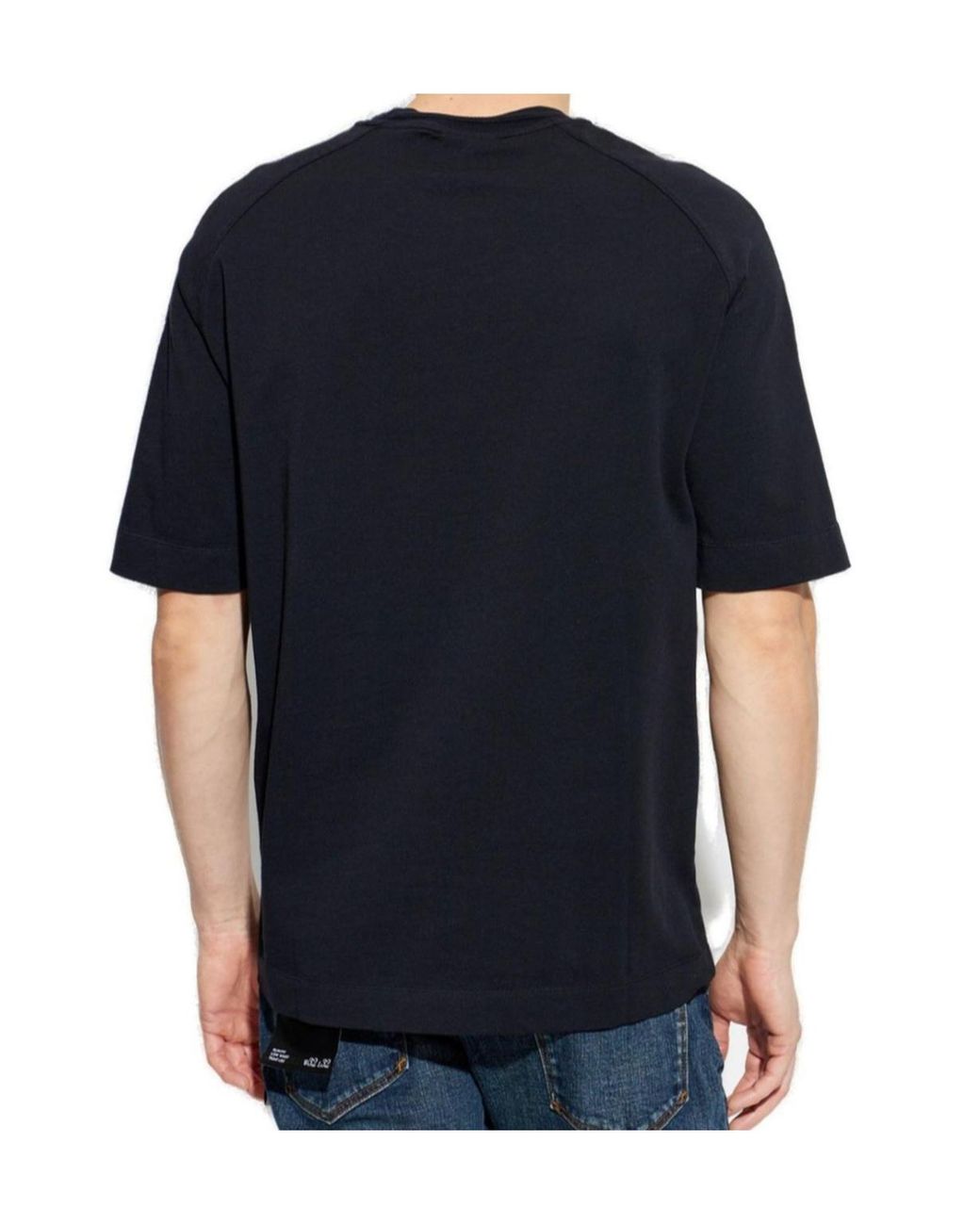 Emporio Armani Blue Logo Embroidered Crewneck T-Shirt for men